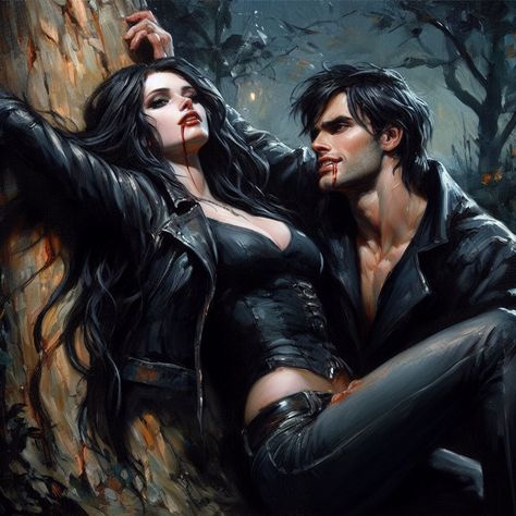 Vampire Lovers Art, Vampire Love Couple, Vampire And Werewolf Couple, Vampiros Aesthetic, Werewolf Couple, Female Vampire Art, Werewolf And Vampire, Werewolf Love, Dark Sketches