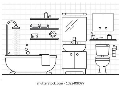 Plant Bathroom, Bathroom Illustration, Bathroom Drawing, Tiled Wall, Dekorasi Halloween, Art Vector Illustration, Furniture Sketch, Kitchen Drawing, Paper Dolls Diy