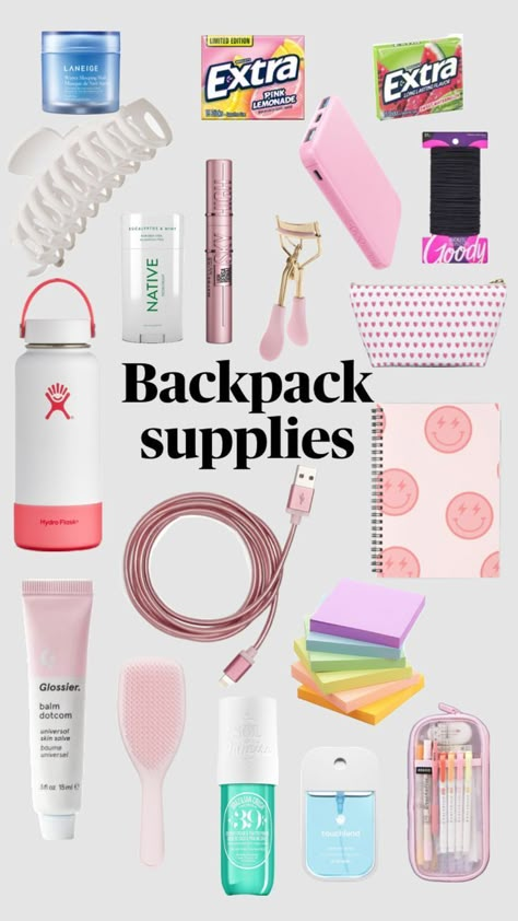 Must Haves For Middle School, 6th Grade Essentials, High School Essentials, Middle School Essentials, School Backpack Essentials, Preppy School Supplies, Middle School Survival, School Survival Kits, Everyday Bag Essentials