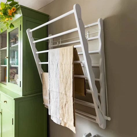 Laundry Airers Small Utility Room, Ladder Design, Pantry Laundry Room, Laundry Room Closet, Oak Shelves, Boot Room, Clothes Drying Racks, Room Closet, Utility Rooms