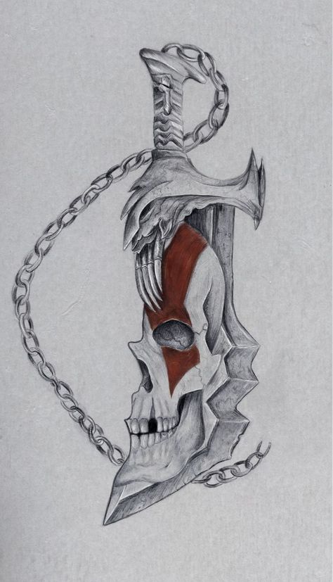 Blades Of Chaos Tattoo Ideas, Kratos Blades Of Chaos Tattoo, Spartan Warrior Drawing, Blades Of Chaos Tattoo, Kratos Tattoo Design, Kratos Sketch, Kratos Drawing, Blade Of Chaos, Kratos Art