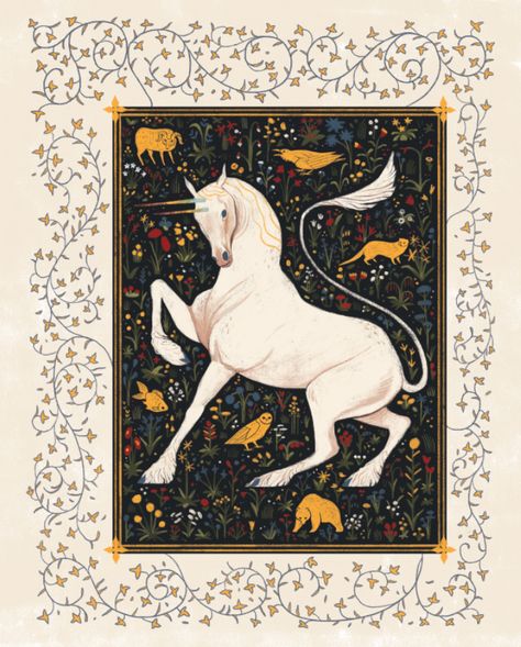 Sander Berg — The Steed Medieval Tapestry, The Last Unicorn, Unicorn Art, Arte Inspo, Fairytale Art, Hayao Miyazaki, Medieval Art, Miyazaki, Horse Art