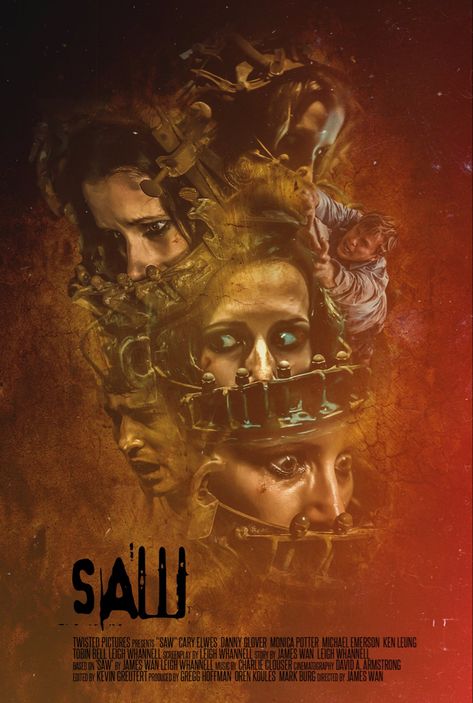 Saw (2004) Saw Poster, Saw 2004, Saw Iv, Saw Iii, Saw Ii, Horror Illustration, Saw Series, Saw V, Cary Elwes