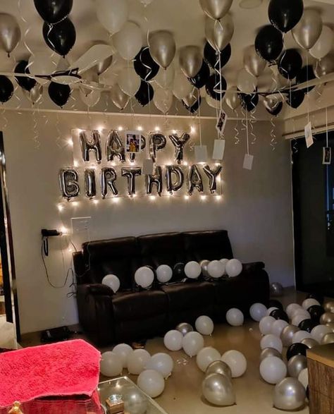 23 Birthday Balloons Decoration, Husband Birthday Decorations, Romantic Dinner Decoration, Birthday Decorations At Home, Birthday Room Decorations, Birthday Cake For Husband, Wedding Reception Table Decorations, Simple Birthday Decorations, Birthday Balloon Decorations