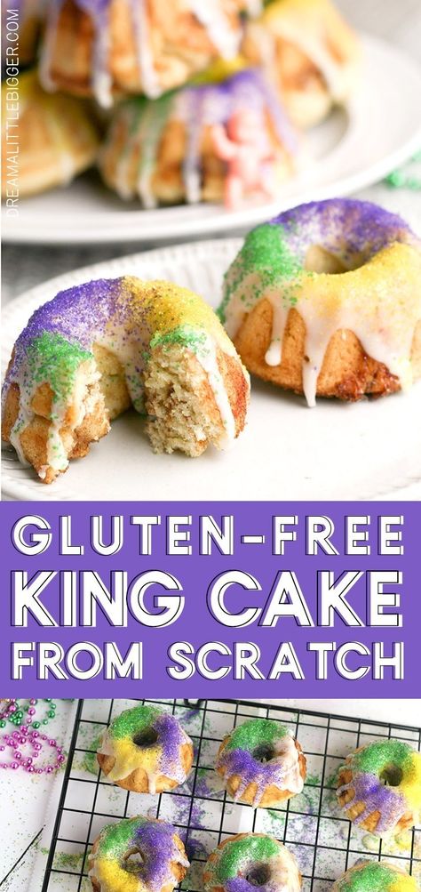 Gluten-Free King Cake Recipe ⋆ Dream a Little Bigger Gluten Free King Cake Recipe, Gluten Free King Cake, King Cake Recipe, Gluten Free Kids, King Food, Creole Recipes, Gf Desserts, King Cake, Foods With Gluten