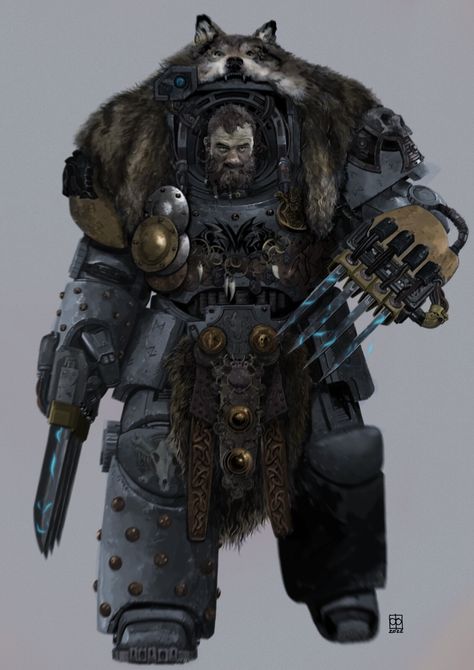 Space Wolf Art, Exo Suit, Warhammer 40k Space Wolves, Space Wolf, Adeptus Custodes, Warhammer 40k Memes, Wolf Character, 40k Art, Adeptus Astartes