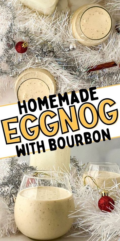 Homemade Eggnog Recipe Bourbon Eggnog, Alcoholic Eggnog, Classic Eggnog, Creamy Eggnog, Peppermint Martini, Eggnog Recipe Homemade, Spiked Eggnog, Homemade Eggnog, Best Alcohol