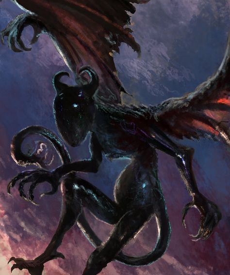 Night Gaunt Revisited by Mitchellnolte @ DeviantArt Night Gaunt, Necronomicon Pages, Winged Demon, Lovecraft Art, Call Of Cthulhu Rpg, Fantasy Demon, Lovecraftian Horror, Beast Creature, World Building