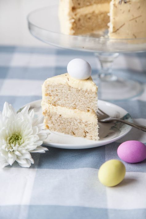 Easter Lemon Sponge Cake (Vegan) - too rubbery and dense! Vegan Easter Recipes, Lemon Sponge Cake, Lemon Buttercream Frosting, Lemon Sponge, Sponge Cake Recipe, Vegan Easter, Lemon Frosting, Lemon Curd Filling, Lemon Buttercream