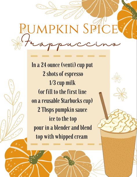 Pumpkin Frappuccino Starbucks, Pumpkin Spice Frappuccino Recipe, Pumpkin Frappuccino, Pumpkin Spice Frappuccino, Frappuccino Starbucks, Frappuccino Recipe, Pumpkin Sauce, Homemade Pumpkin Spice, Starbucks Frappuccino