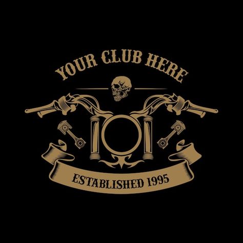 Motorcycle club logo | Premium Vector #Freepik #vector #rider-logo #biker-logo #motorcycle-logo #motorcycle-club Club Logo Ideas, Motorcycle Club Logo, Auto Logos, Biker Logo Design, Mc Logo, Motorcycles Logo Design, Biker Logo, Motorcycle Gang, Motorcycle Logo