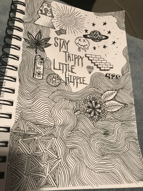 Cool Sketches Trippy, Trippy Drawings, Notebook Drawing, Arte Grunge, Výtvarné Reference, Indie Drawings, Doodle Art Journals, Meaningful Drawings, Sketchbook Art Journal