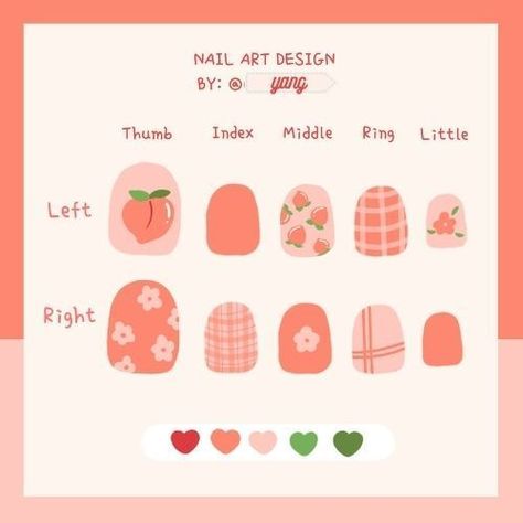 Red, orange, pink, green Pop Art Nails, Band Nails, Fake Nails Designs, Art Deco Nails, Hello Nails, Nail Drawing, Korean Nails, Acrylic Press On Nails, Matte Nails Design