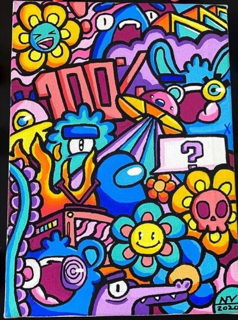 Colorful Graffiti Art, Cartoon Graffiti Art, Marker Art Doodles, Doodle Art Colourful, Marker Doodle Art, Graffiti Cartoons Doodles, Doodle Art Color, Doodle Art Graffiti, Vexx Art Doodles