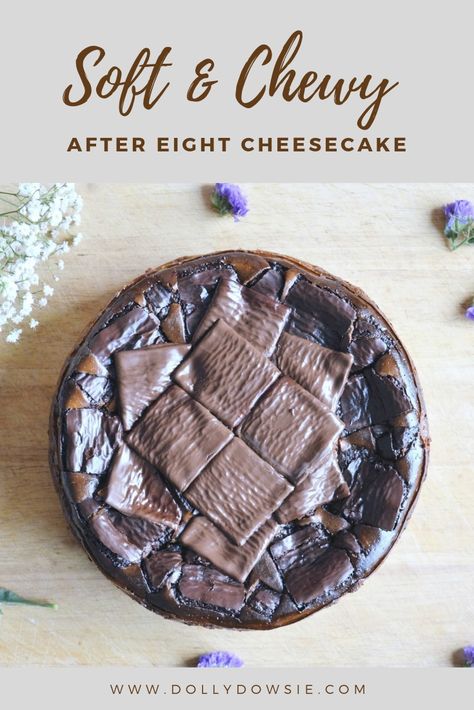 After Eight Cheesecake | #AfterEightBakes ♥ | A soft & chewy After Eight cheesecake recipe - for those that love mint chocolate! #cheesecake #cheesecakerecipe #recipe #cakerecipe After Eight Cheesecake, After Eight Chocolate, Mint Chocolate Cheesecake, Chocolate Raspberry Cheesecake, Cheesecake Recipes Classic, Family Baking, Delicious Sweets, Mint Recipes, After Eight