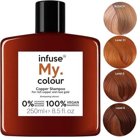 Infuse My. Colour Copper Shampoo, 250 ml (Pack of 1) : Amazon.co.uk: Beauty Copper Shampoo, Color Shampoo, Male Grooming, Golden Blonde, Copper Hair, Bleached Hair, Light Brown Hair, Grey Hair, Brown Hair