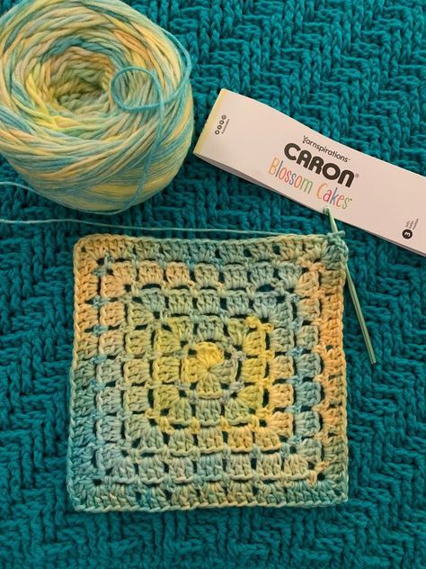 Caron Blossom Cakes, Modern Granny Square, Blossom Cake, Caron Cakes, Yarn Cake, Crochet Yarn, Granny Square, Dandelion, The Modern