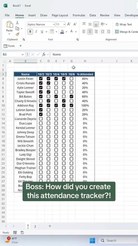 Your Excel Dictionary (@exceldictionary) on Threads Excel Videos, Google Sheets Tips, Excel Ideas, Google Sheets Templates, Excel Tips And Tricks, Excel Shortcut, Excel Cheat Sheet, Excel Tricks, Attendance Tracker