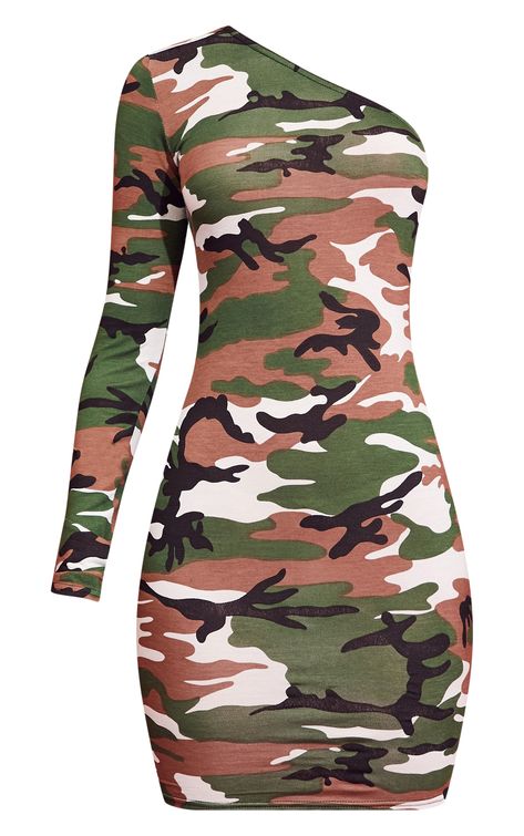 Dress Animation, One Shoulder Bodycon Dress, Camouflage Dress, Dress Illustration, Green Dresses, Animated Drawings, Camo Print, Dress Fabric, Say Hello