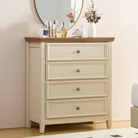 PRICES MAY VARY. 【Multipurpose】Size: 31.5"L x 15.75" W x 35.43" H，This BOSHIRO 4 drwars dresser is perfect for bedroom, living room, dressing Room, etc. Modern minimalism and traditional farmhouse style combined. 【AMPLE STORAGE SPACE】BOSHIRO beige dresser with 4 deep and wide drawers. For giving storage space as more as we can, we extend the slide rail to make sure each drawer can be opened up to 4/5. Each drawer can hold up to 50 lbs. 【High Quality and Safety】Made of high quality faux engineere Nightstand Tall, Beige Dresser, Cream Chest Of Drawers, Beige Dressers, Dresser Modern, Farmhouse Storage Cabinets, Living Room Storage Cabinet, Bedroom Beige, Room Dressing