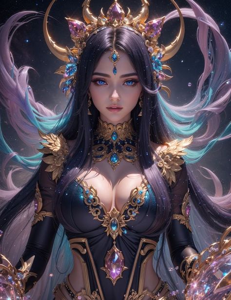 Beautiful Demon, Demon Woman, Woman Goddess, Purple Dresses, Topaz, Purple, Art