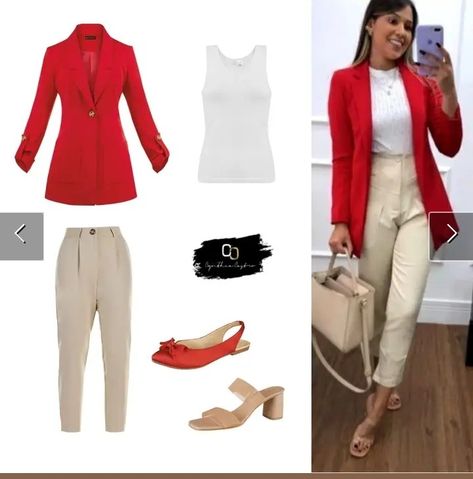 Red Blazer Work Outfit, Red Blazer Outfit, Outfits Juvenil, Business Conference, Christmas Outfits Women, Business Outfits Women, Blazer Beige, Stylish Work Outfits, Red Blazer