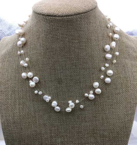 AAA Pearl Floating Necklace,illusion Pearl Necklace ,multiple Strand,bridesmaid Necklace,floating Pearl Choker,pearl Charm Necklace,npn3-005 - Etsy Australia Homemade Pearl Necklace, Leather Pearl Jewelry, Illusion Necklace, Floating Pearl Necklace, Rings Pearl, Choker Pearl, Pearl Charm Necklace, Floating Necklace, Tiny Rings