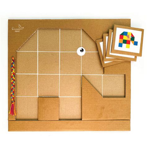 Elmer the elephant DIY puzzle with magnetic tiles + FREE printable! - Ocean Child Crafts Diy Magnetic Puzzle, Elmer The Elephant Activities Preschool, Elmer The Elephant Activities, Elephant Activities, Easy Kids Art Projects, Puzzle Background, Elmer The Elephant, Elephant Diy, Elmer The Elephants