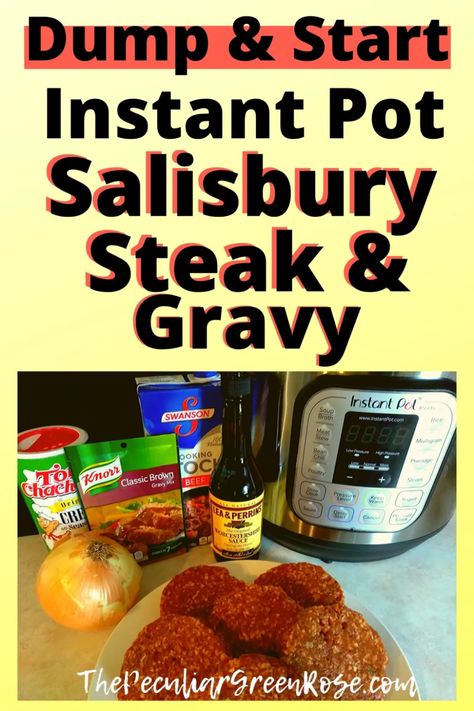 Salisbury Steak No Mushrooms, Salisbury Steak Recipe Easy, Mushrooms Instant Pot, Salisbury Steak And Gravy, Salisbury Steak Gravy, Instant Pot Salisbury Steak, Enchilada Pie, Hamburger Steak And Gravy, Easy Salisbury Steak