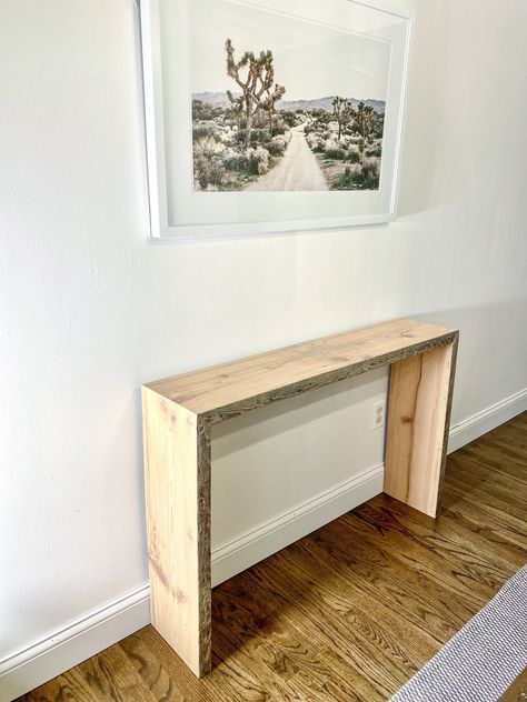 Entry Way Modern Decor, Diy Waterfall Entry Table, Narrow Entryway Table West Elm, Mid Century Modern Narrow Entry Table, Minmalist Narrow Console Table, Narrow Entry Table, Small Entry Tables, Diy Entry Table, Narrow Sofa