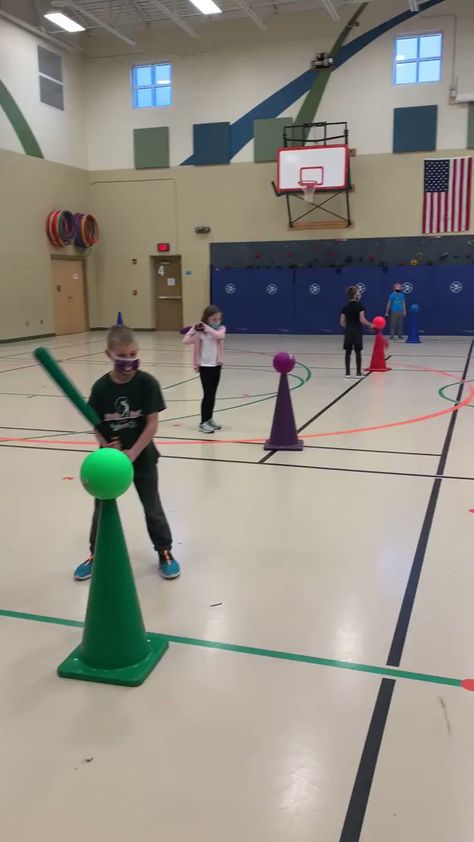 Bat Activities For Kids, Duchenne Smile, Baseball Games For Kids, Elementary Games, Rally Idea, Gym Games For Kids, Elementary Physical Education, Elementary Pe, Physical Education Lessons