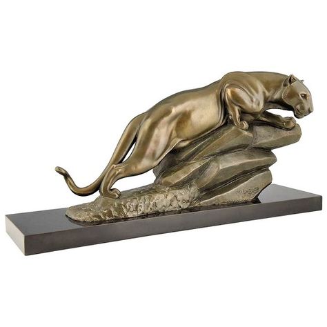 Pumas Animal, Panther Sculpture, Art Deco Sculpture, Stylish Art, Sculptures For Sale, Wood Carving Art, French Art Deco, Animal Sculptures, Bronze Sculpture