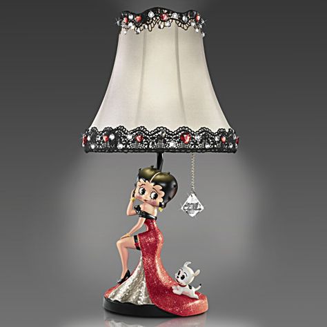 Betty Boop Room Decor, Betty Boop Dress, Betty Boop Classic, Cfl Bulbs, Betty Boop Pictures, Thrift Finds, Red Gowns, Glitter Glass, Accent Lamp