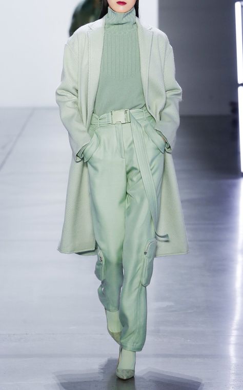 Ribbed Wool-Cashmere Turtleneck by Sally LaPointe FW19 | Moda Operandi Mint Fashion Aesthetic, Neutral Colors Fashion, Mint Outfit Ideas, Mint Clothes, Mint Outfits, Sage Fashion, Mint Green Fashion, Cashmere Fashion, Sally Lapointe