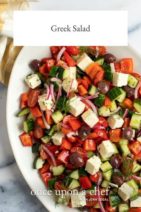 Greek Salad Georgina Hayden, Greek Salad Recipe Authentic, Greek Salads, Greek Dinner, Greek Salad Recipe, Greek Dinners, Once Upon A Chef, Greek Salad Dressing, Simple Vinaigrette