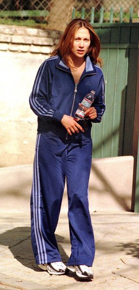 Adidas Track Pants Outfit, Blue Adidas Pants, Track Suit Outfit, Adidas Pants Outfit, Jennifer Lopez Outfits, Track Suits Women, Track Pants Outfit, Tracksuit Outfit, Adidas Track Suit