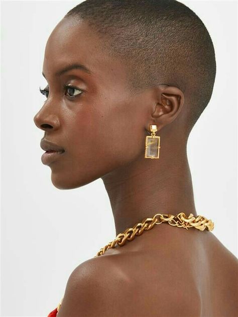 Bald Hair, Bald Women, Halter Strap, Shaved Head, Short Natural Hair Styles, Hair Regrowth, Buzz Cut, Shaved Hair, Quartz Earrings