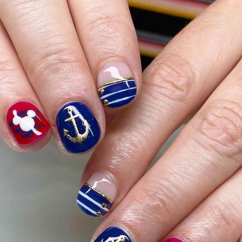 Gemma Leonard on Instagram: "Magic at Sea 🌊🪄⚓️  Disney Cruise nails 🚢🐭 for @lisa.smith144  • @cndworld Shellac in Veiled, Clearly Pink, Winter Nights, Ripe Guava and Cream Puff.  @nailstampingqueenuk Stick it. • #gelnailart #nailstyle #nailsofinstagram #nailsdone #nailstagram #nailitdaily #nailpromagazine #showscratch #cnd #cndshellac #shellacnails #shellacnailart #disneynailart #disneynails #cruisenails #nauticalnails #disneycruisenails #foilnailart" Disney Nails Cruise, Cruise Ship Nails Design, Disney Cruise Line Nails, Disney Cruise Nails, Cruise Nails, Nautical Nails, Shellac Nail Art, Foil Nail Art, Nail Art Disney