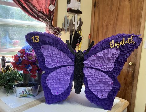 Butterfly Pinata, Hawaii Birthday Party, Pinata Ideas, Purple Birthday Party, Piñata Ideas, Butterfly Birthday Party, Purple Birthday, Butterfly Party, Butterfly Birthday