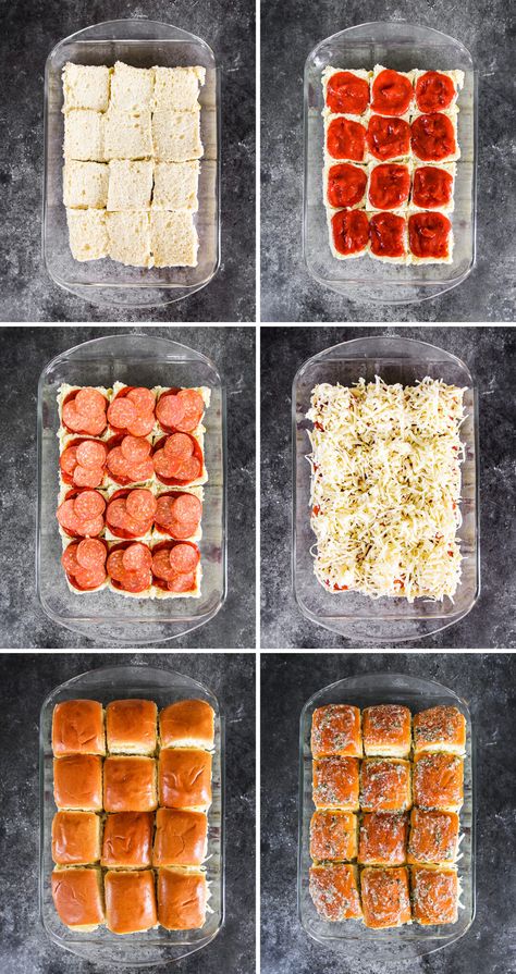 Pepperoni Pizza Sliders, Easy Pepperoni Pizza, Pizza Sliders, Sliders Recipes Hawaiian Rolls, Easy Slider Recipes, Pizza Slider, Biscuits Diététiques, Gooey Cheese, Slider Recipes