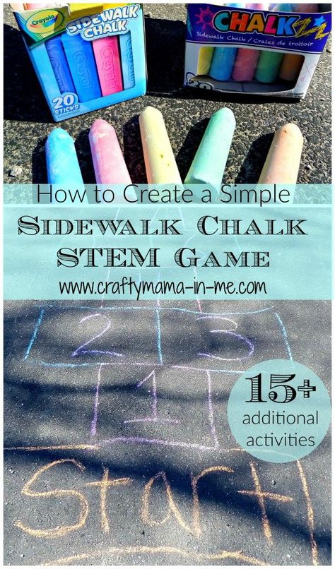 How to Create a Simple Sidewalk Chalk STEM Game Learning Outside, Chalk Activities, Fun Stem Activities, Fun Educational Activities, Activities For Boys, Stem For Kids, Summer Learning, Outdoor Activities For Kids, Crafty Mama