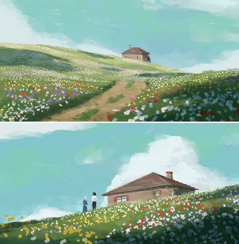 Howl's Moving Castle Aesthetic, Castle Painting, Howl And Sophie, Castle Aesthetic, Howl's Moving Castle, Isometric Art, Castle Garden, Image Painting, Howls Moving Castle