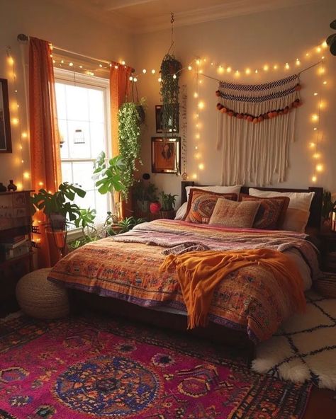 Hippy Room Aesthetic, Boho Maximalist Bedroom, Small Boho Bedroom Ideas, Hippie Bedroom Aesthetic, Maximalist Bedroom, Hippie Bedroom Decor, Cozy Boho Bedroom, Bedroom Ideas Hippie, 2024 Bedroom