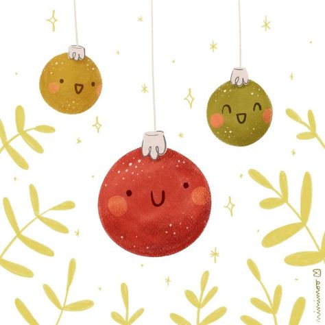 Christmas Baubles Drawing, Baubles Illustration, Christmas Ball Illustration, Christmas Bauble Illustration, Space Christmas Illustration, Vintage Baubles Illustration, Illustrators On Instagram, Christmas Drawing, Drawing Practice