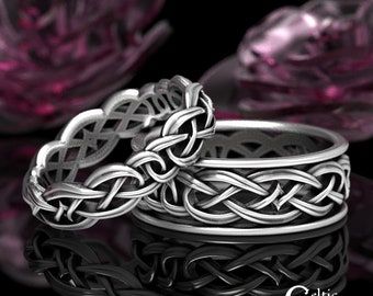 CelticEternity - Etsy UK Bold Engagement Rings, Celtic Wedding Ring Sets, Matching Wedding Band Sets, Rings Matching, Matching Ring Set, Silver Celtic Rings, Celtic Wedding Bands, Celtic Ring, Matching Wedding Rings