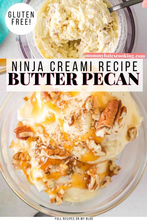 Make an rice and delicious recipe with this Ninja Creami Butter Pecan Ice Cream, it uses simple gluten-free ingredients for a cold treat. Ninja Creami Recipes Butter Pecan, Ninja Creami Butter Pecan Recipe, Cookie Butter Ice Cream Ninja Creami, Butter Pecan Ninja Creami Recipe, Buttered Pecan Ice Cream, Butter Pecan Ice Cream Ninja Creami, Gluten Free Ninja Creami Recipes, Butter Pecan Ninja Creami, Ninja Creami Butter Pecan Ice Cream