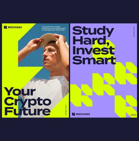 Modern Posters for Crypto Trading School Richain by Yevhen Chuhuievets on Dribbble Modern Poster Design Creative, Trading Posters, Crypto Poster, Modern Posters, Trade School, Crypto Trading, Modern Poster, Study Hard, Global Community