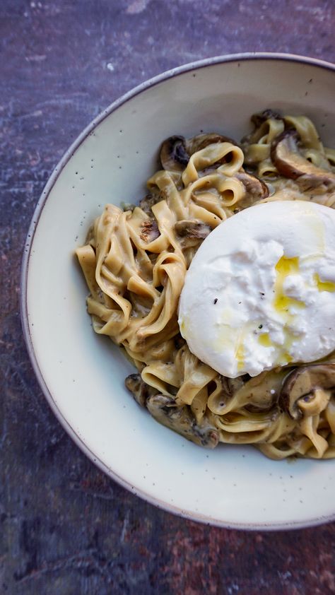 Wild Mushroom Tagliatelle with Truffle Burrata – The Glasgow Diet | Food & Travel Blog Truffle Burrata, Mushroom Tagliatelle, Truffle Oil Recipes, Italian Truffles, Burrata Recipe, Italian Casserole, Truffle Pasta, Truffle Mushroom, Wild Mushroom