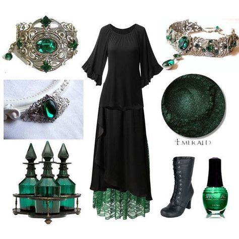 Emerald Witch, Wiccan Clothing, Strega Fashion, Boho Goth, Sewing Dress, Estilo Hippy, Morticia Addams, By Any Means Necessary, Witch Fashion