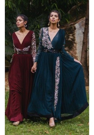 bisouNYC - Zoha & Zara Dark Green Anarkali, Net Sleeves, Green Anarkali, Gown Party Wear, Happy Dresses, Heavy Dresses, Indian Bridal Dress, Indian Gowns Dresses, Anarkali Gown